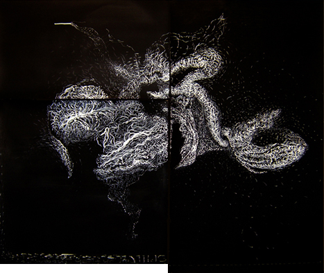 Ghostseed, India ink on paper, 54 1/2” X  46 1/2”©