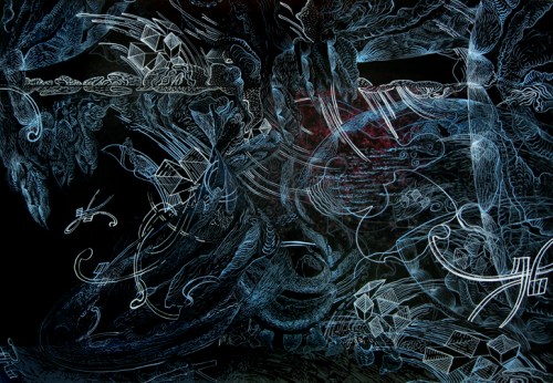 Kjones_Backflow_strata MW Backflow, 24" X 36", India ink on panel